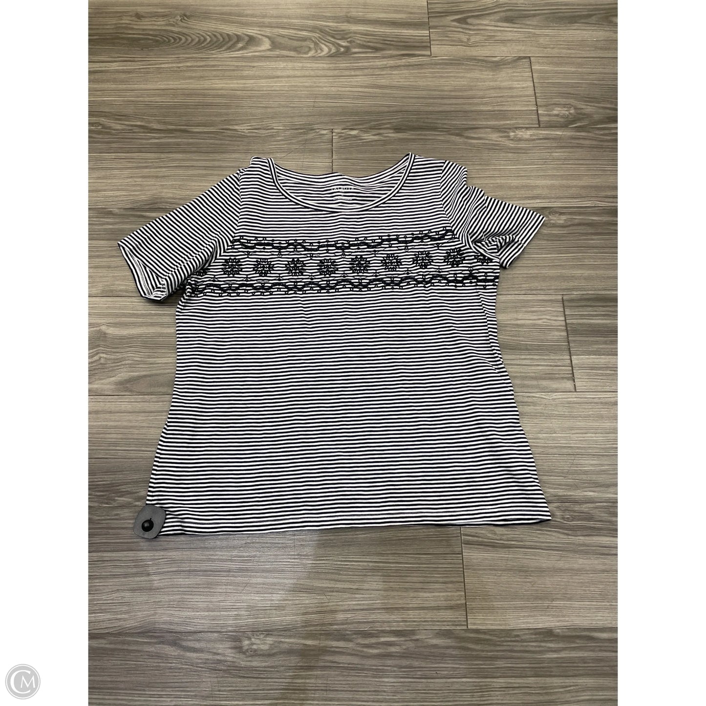 Top Short Sleeve By Talbots In Blue & White, Size: 1x