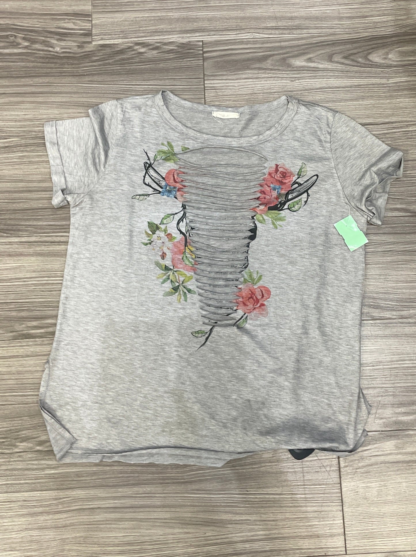 Grey Top Short Sleeve Clothes Mentor, Size M