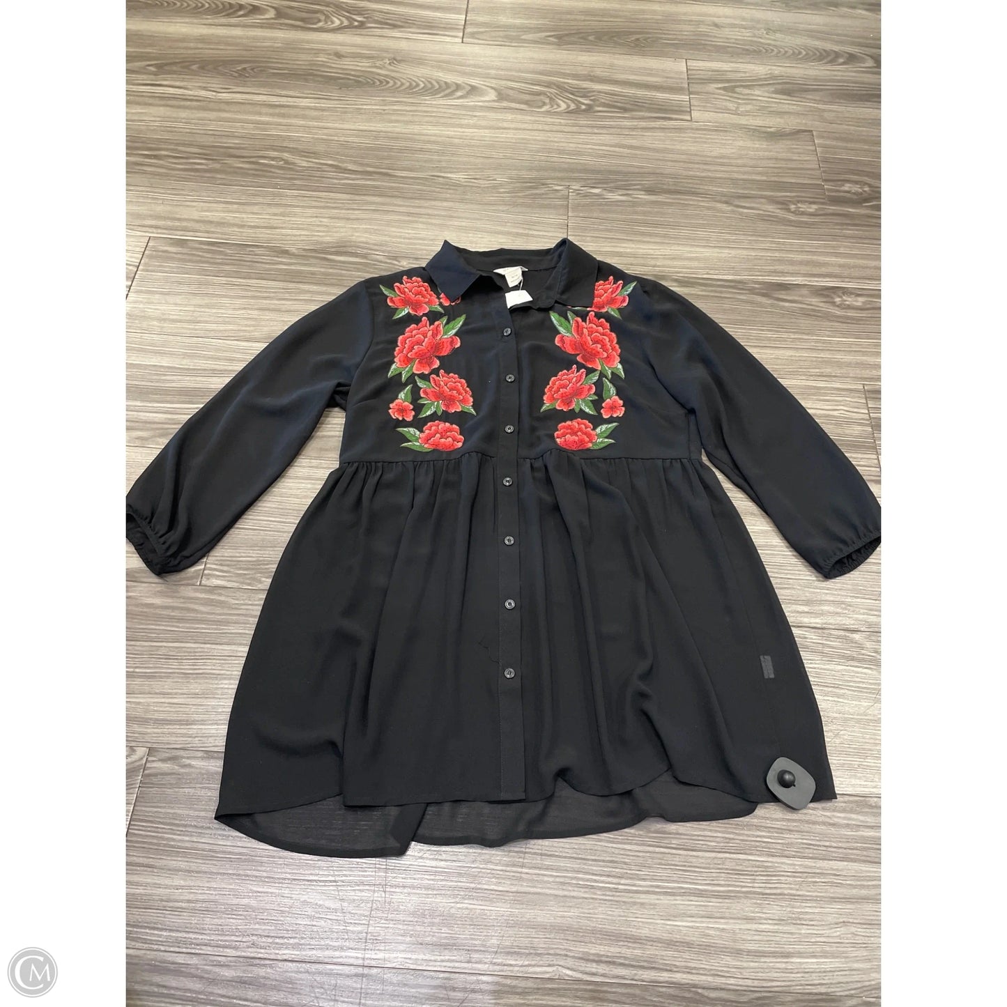 Blouse Long Sleeve By Aria In Black, Size: M