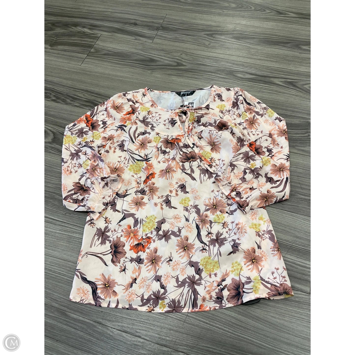 Blouse Long Sleeve By Allegra K In Floral Print, Size: M