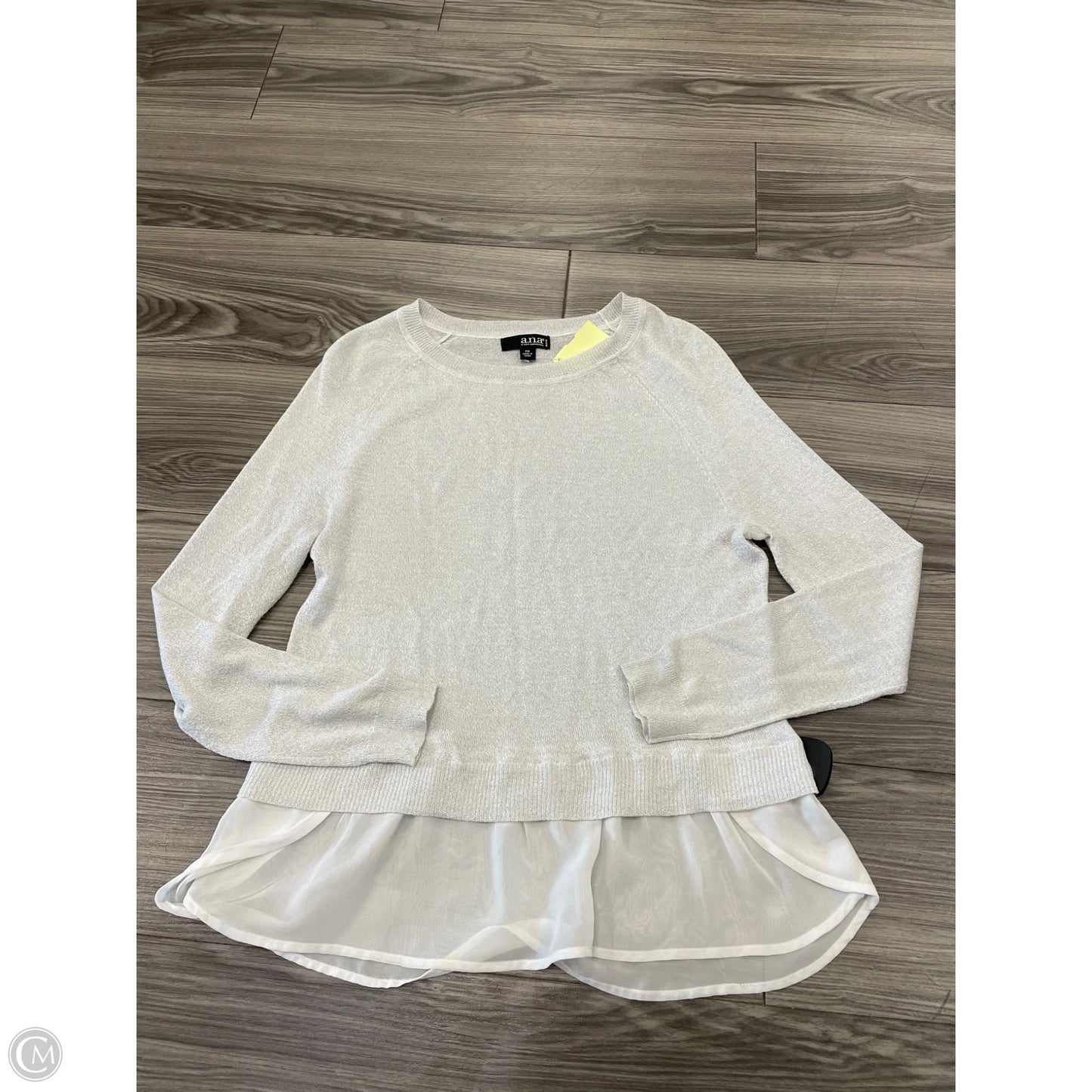 Blouse Long Sleeve By Ana In Silver, Size: Mp