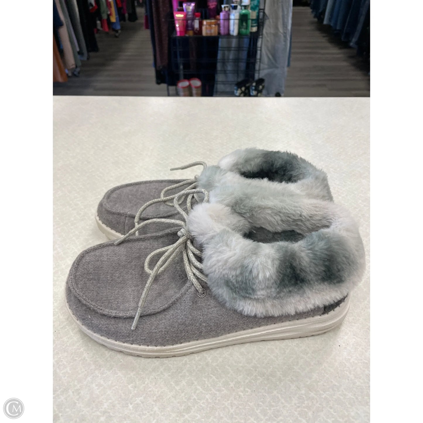 Boots Ankle Flats By Hey Dude In Grey, Size: 7
