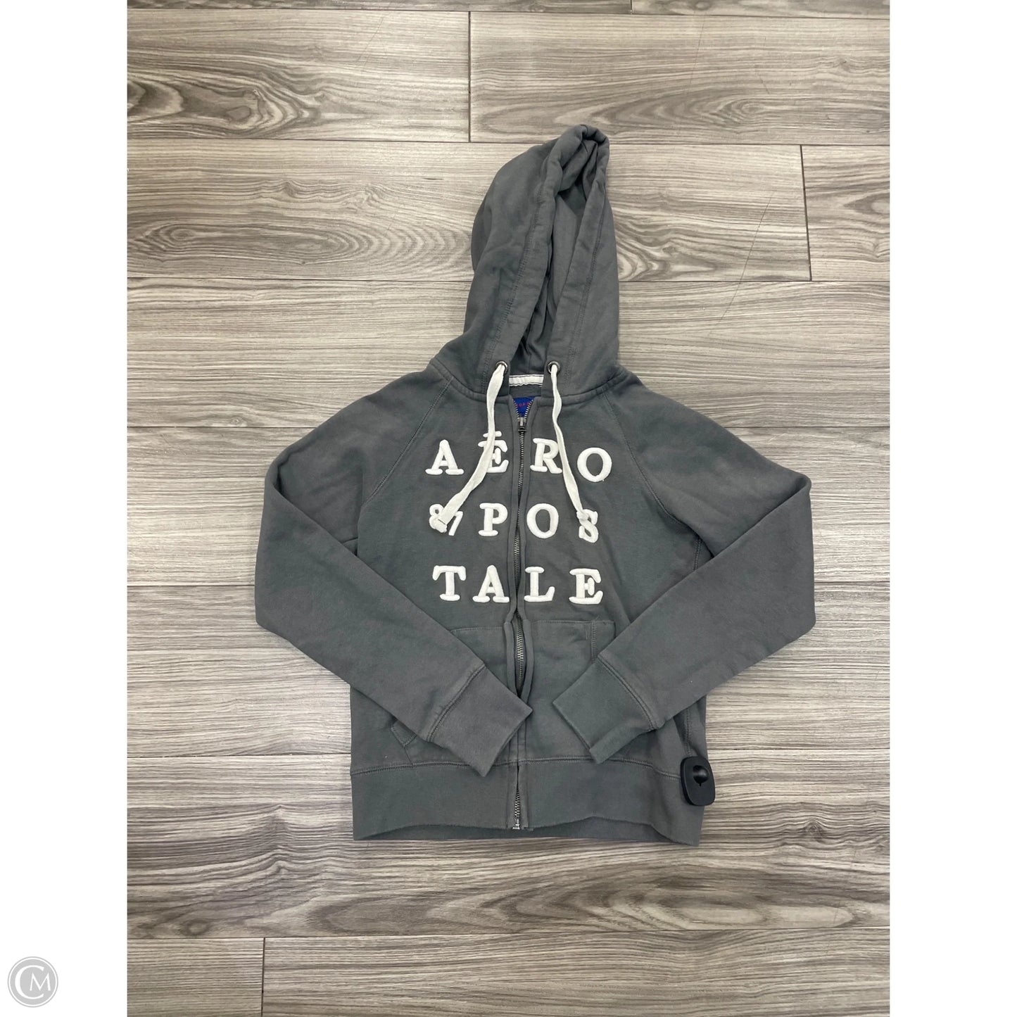 Sweatshirt Hoodie By Aeropostale In Grey & White, Size: S