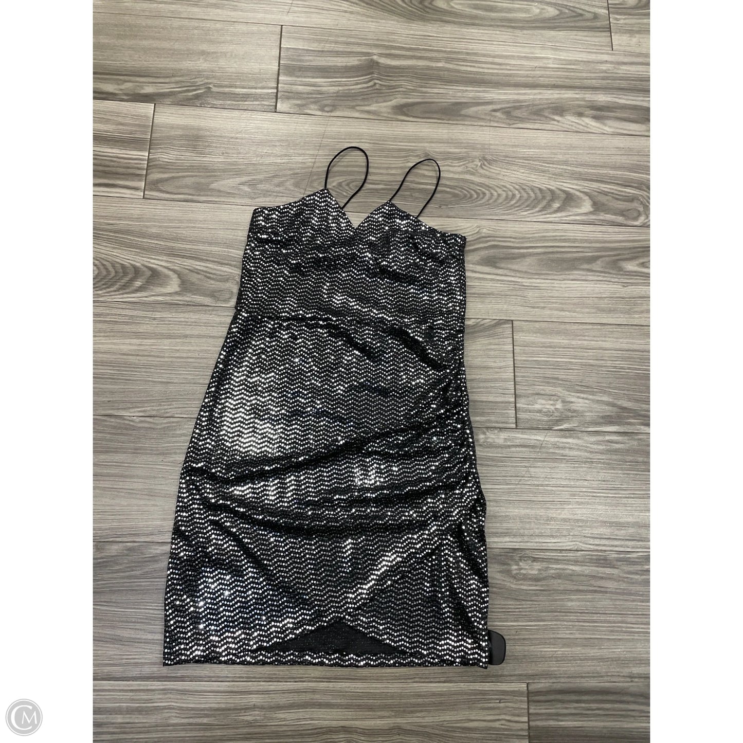 Dress Party Short By Clothes Mentor In Black & Silver, Size: L