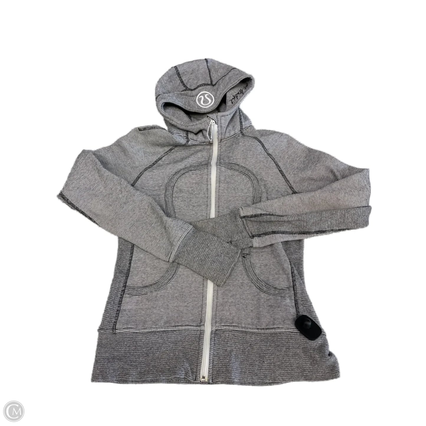 Athletic Sweatshirt Hoodie By Lululemon In Striped Pattern, Size: 8