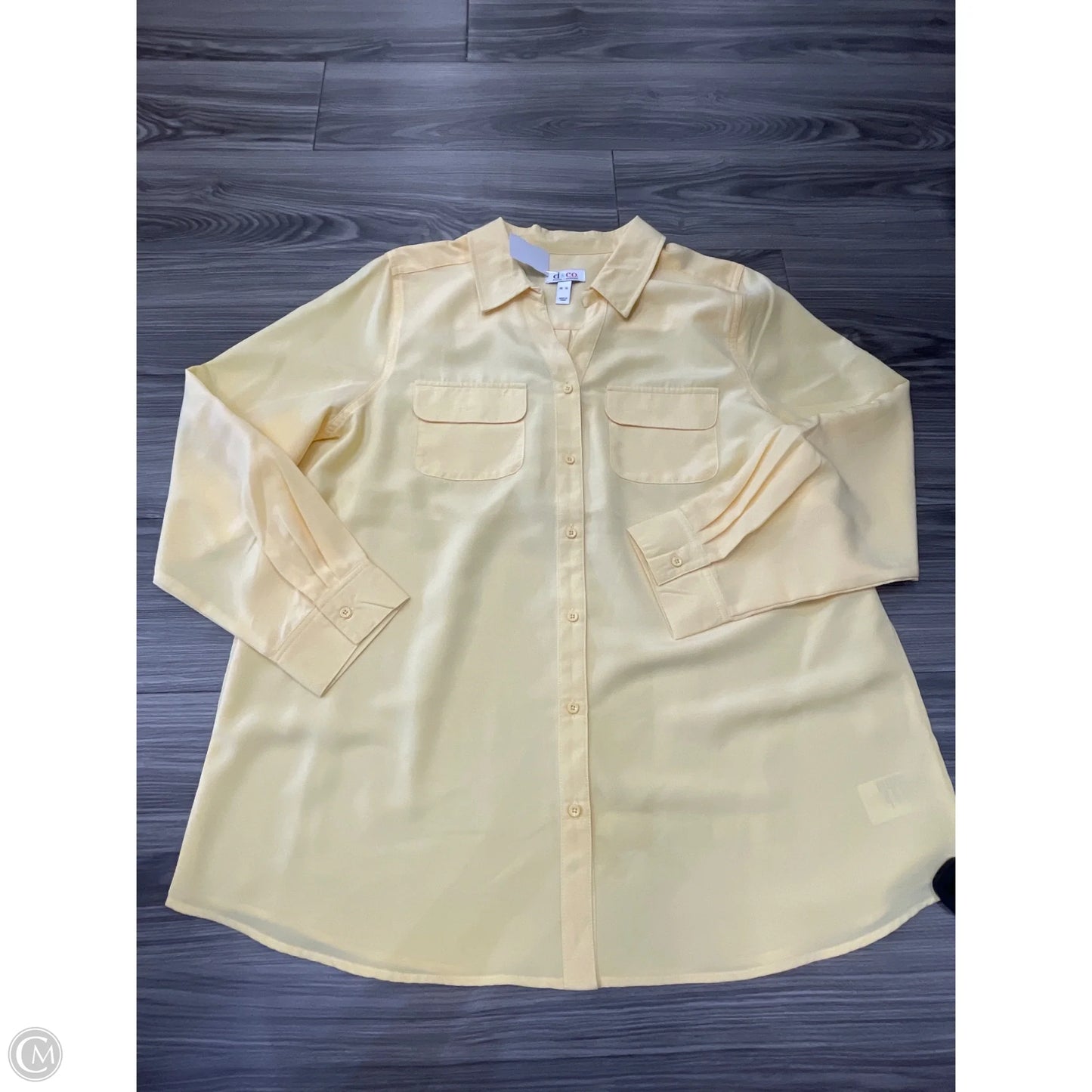 Top Long Sleeve By Denim And Company In Yellow, Size: Xl