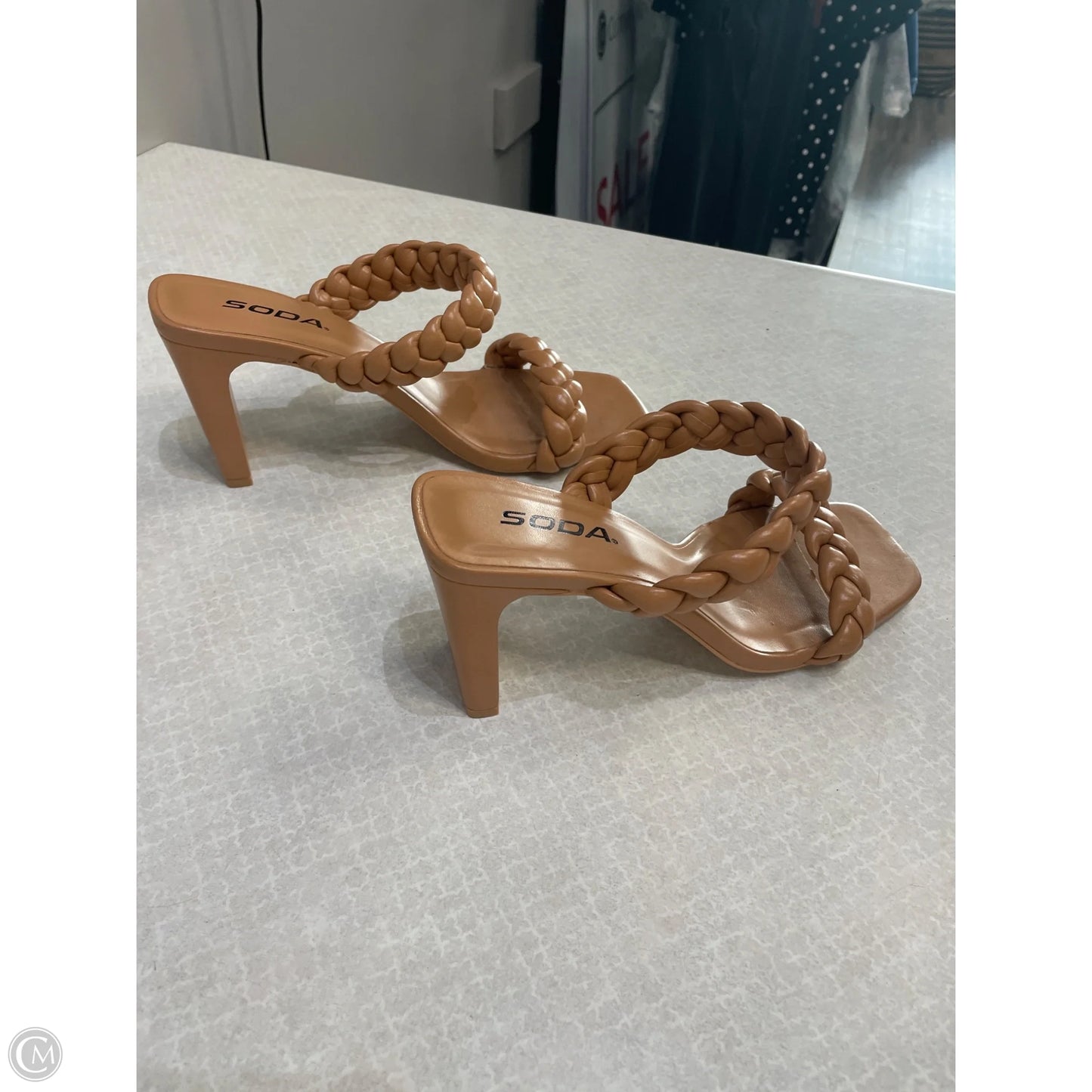 Sandals Heels Block By Soda In Beige, Size: 7.5