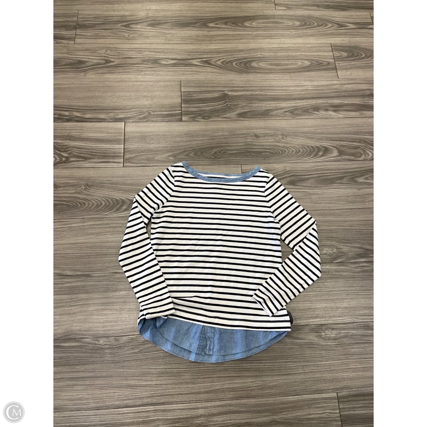 Top Long Sleeve By Loft In Black & Cream, Size: S