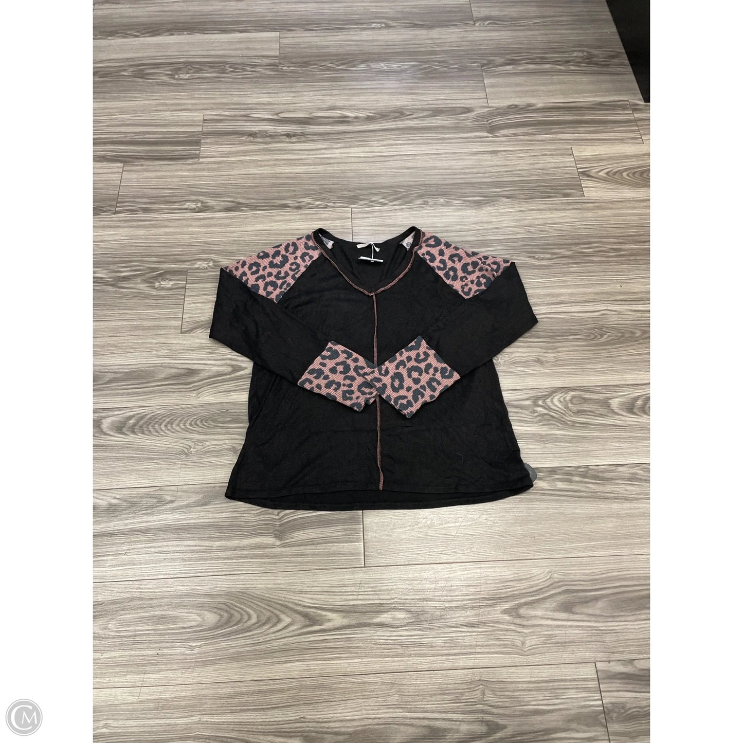 Top Long Sleeve By Haptics In Black & Blue, Size: L