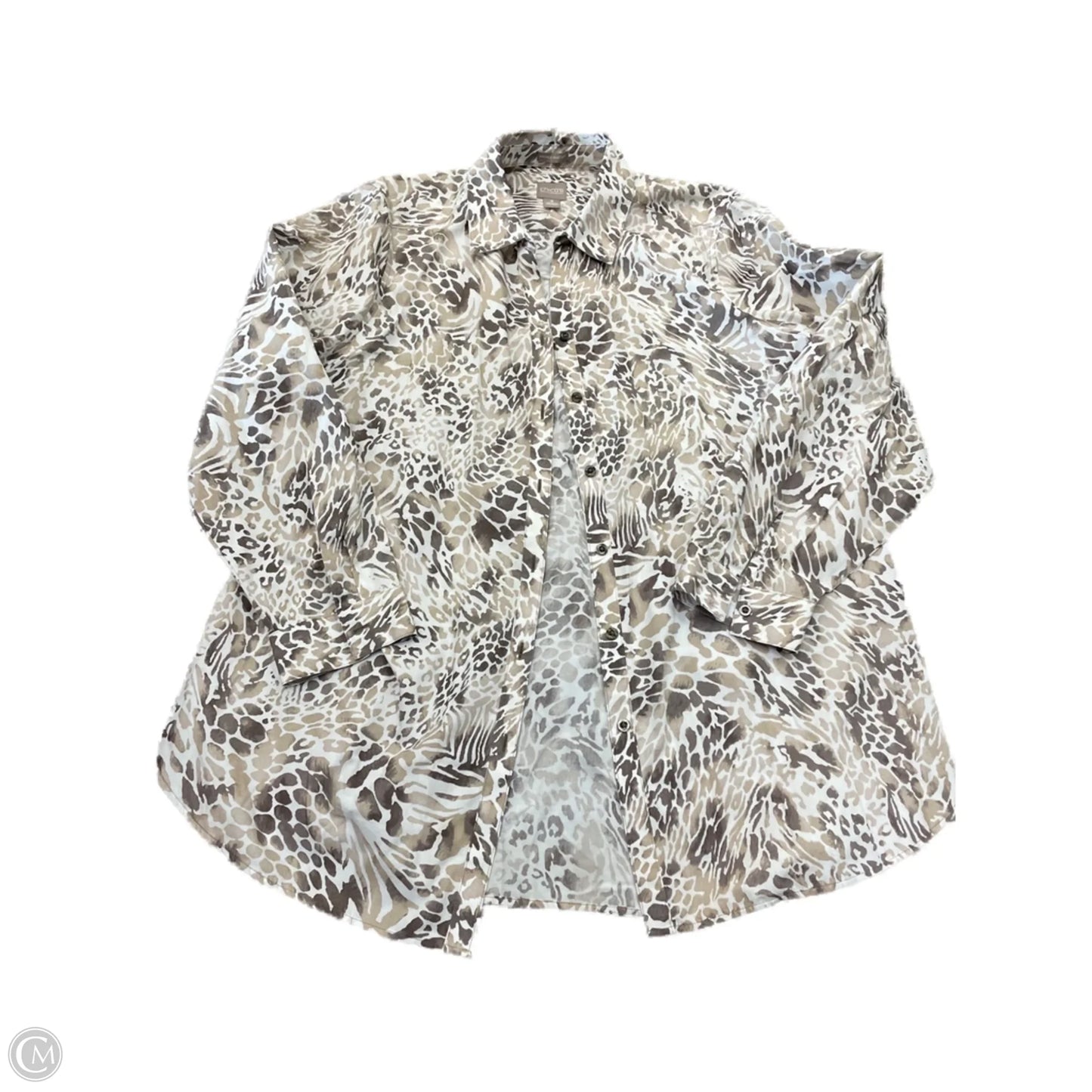 Blouse Long Sleeve By Chicos In Animal Print, Size: 3x