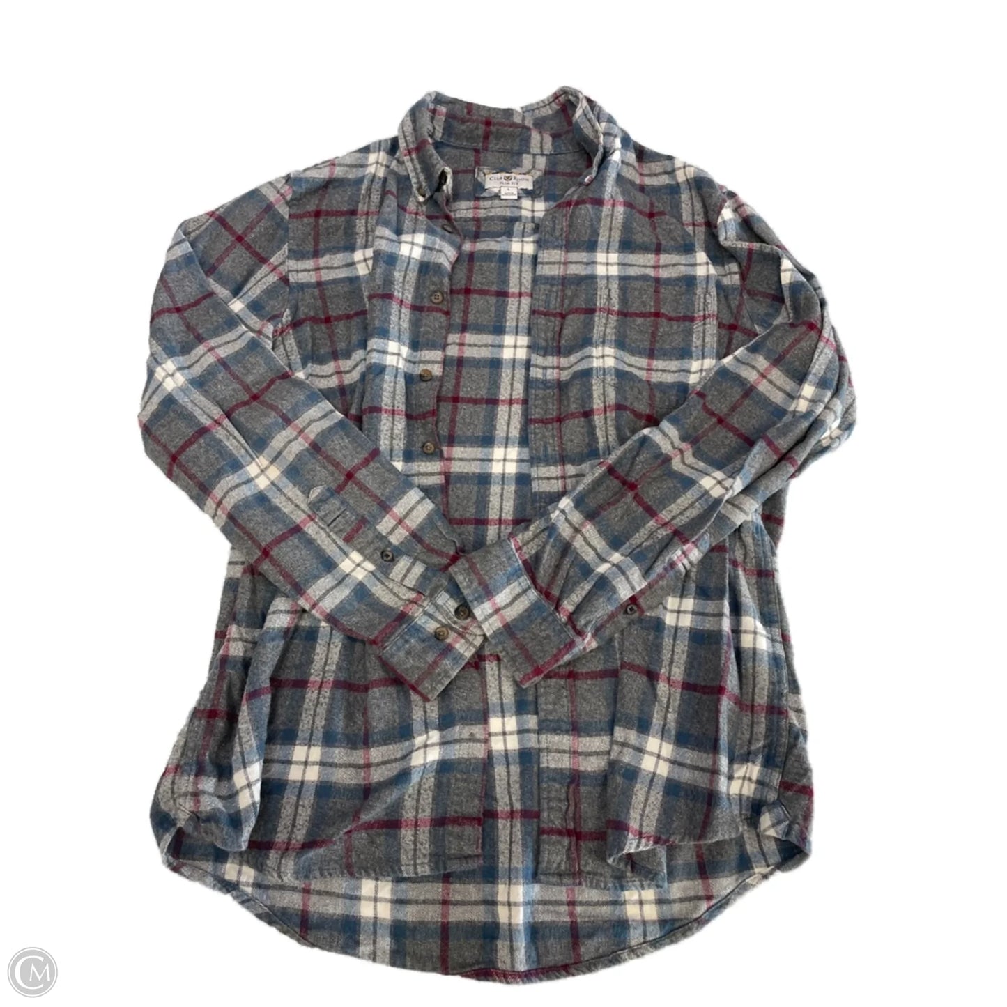 Top Long Sleeve By Club Room In Plaid Pattern, Size: L