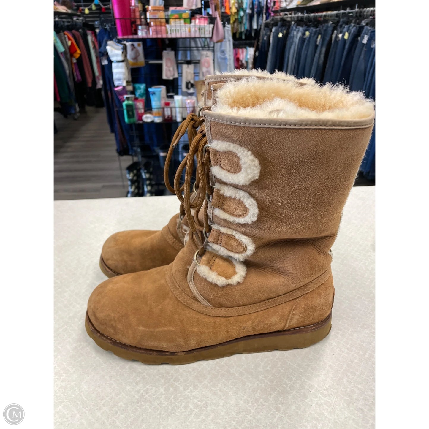 Boots Designer By Ugg In Brown, Size: 10