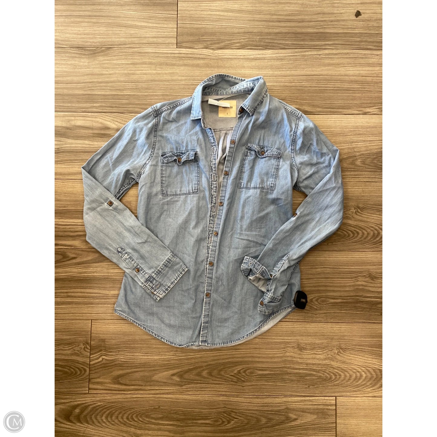 Top Long Sleeve By Hollister In Blue Denim, Size: S