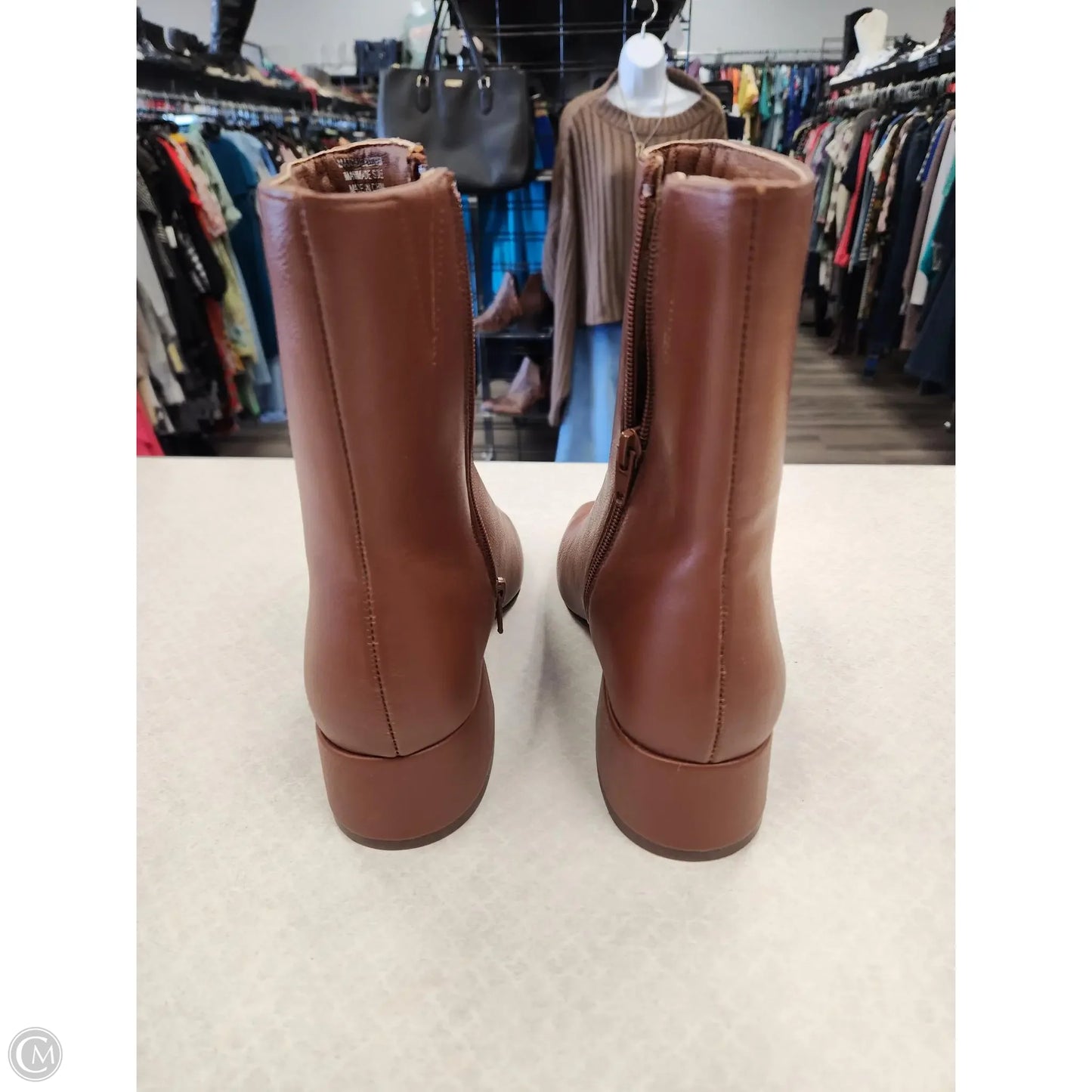 Boots Ankle Heels By Loft In Brown, Size: 5.5