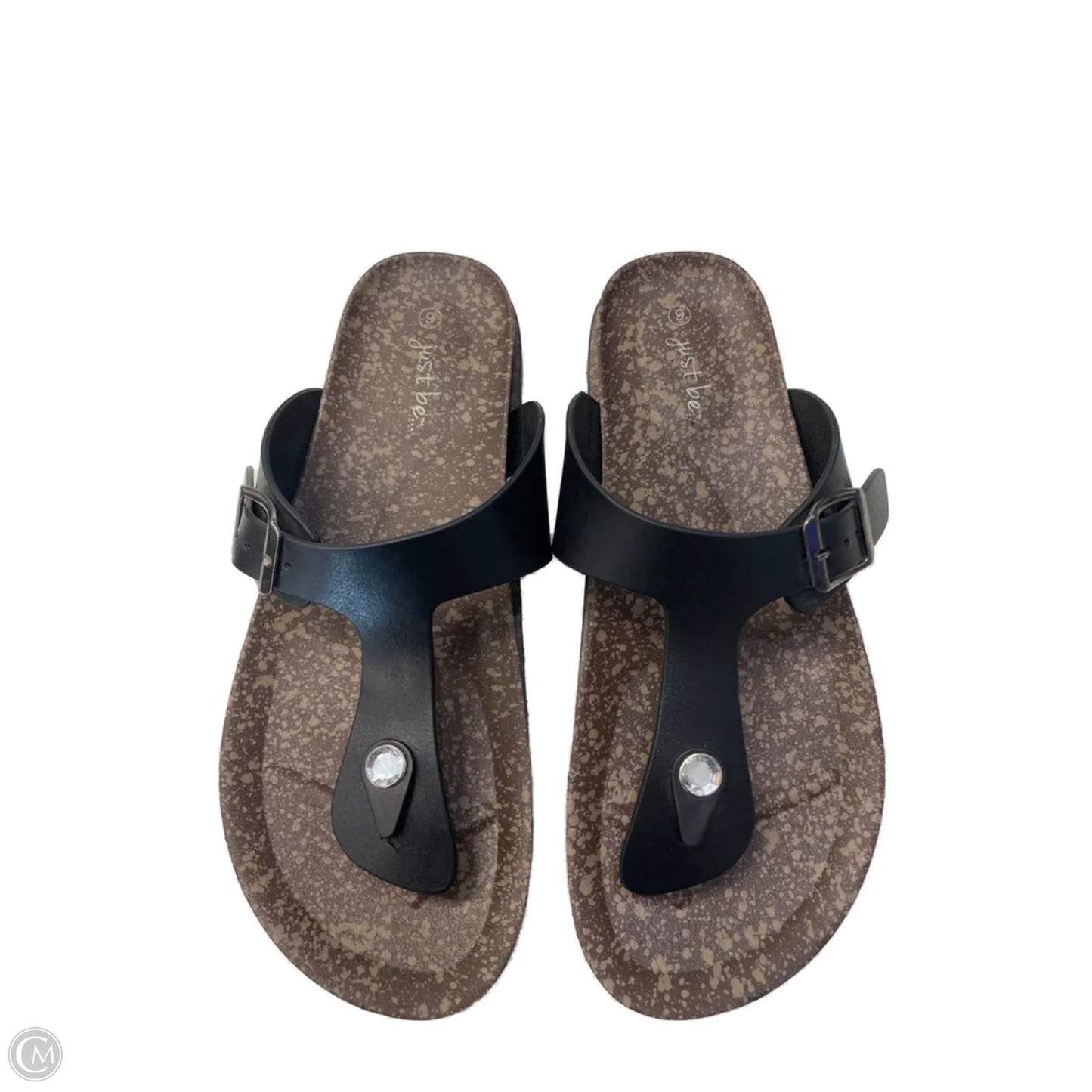 Sandals Flats By Just Be In Black, Size: 9