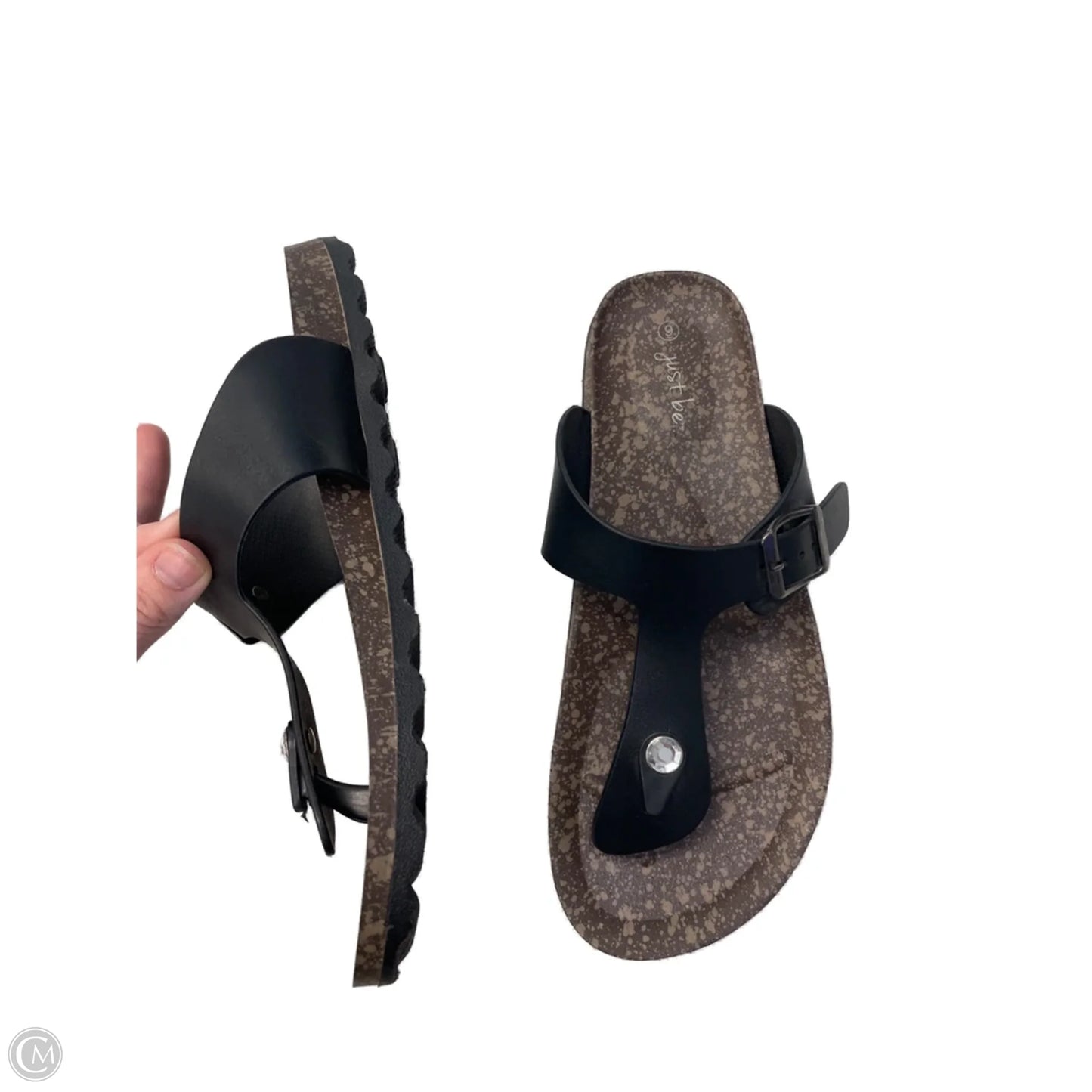 Sandals Flats By Just Be In Black, Size: 9