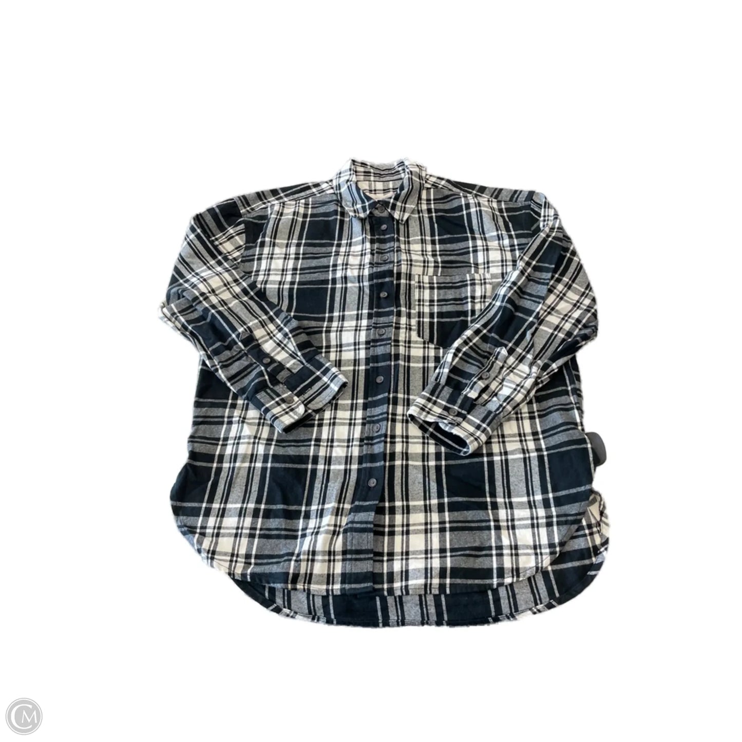 Top Long Sleeve Basic By Universal Thread In Plaid Pattern, Size: S