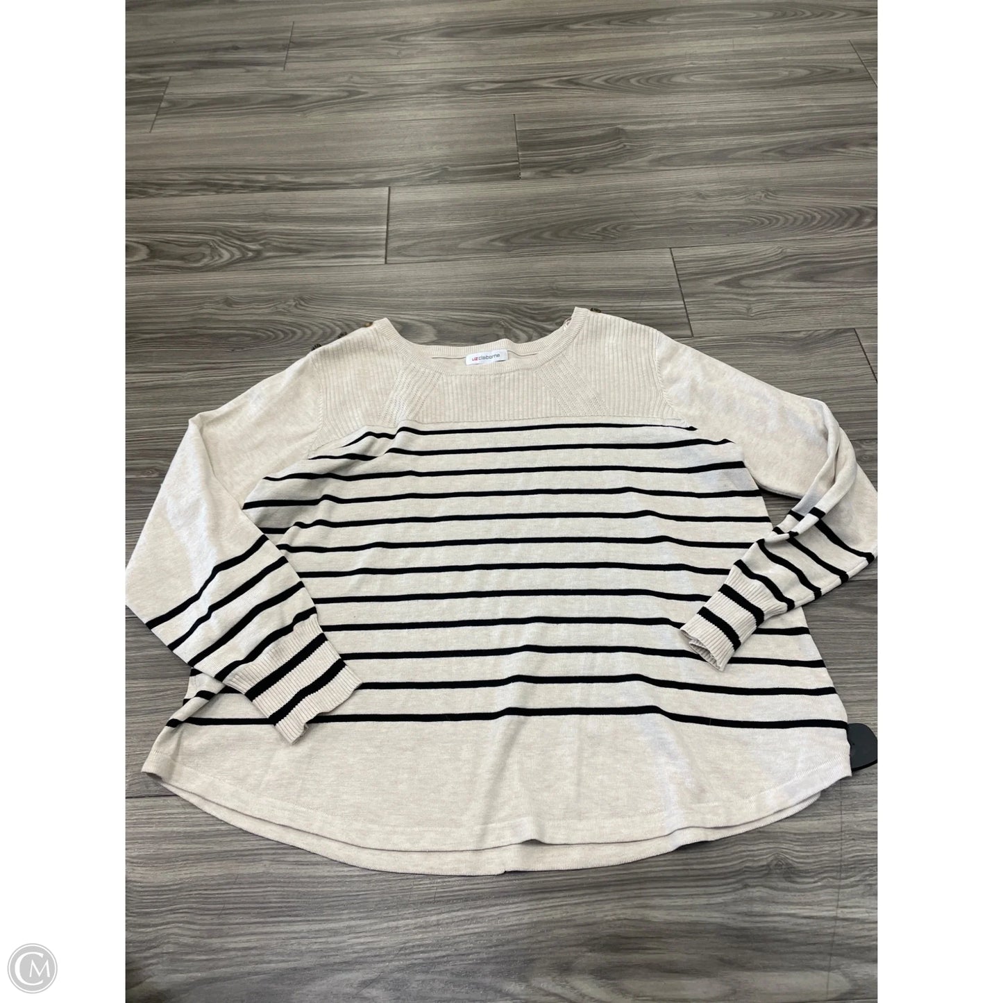 Sweater By Liz Claiborne In Striped Pattern, Size: Xl
