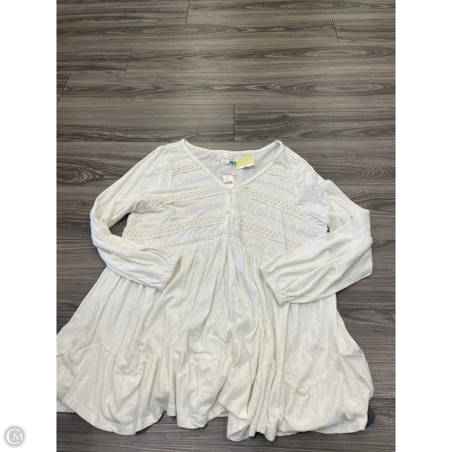 Top Long Sleeve Basic By Anthropologie In White, Size: Xl