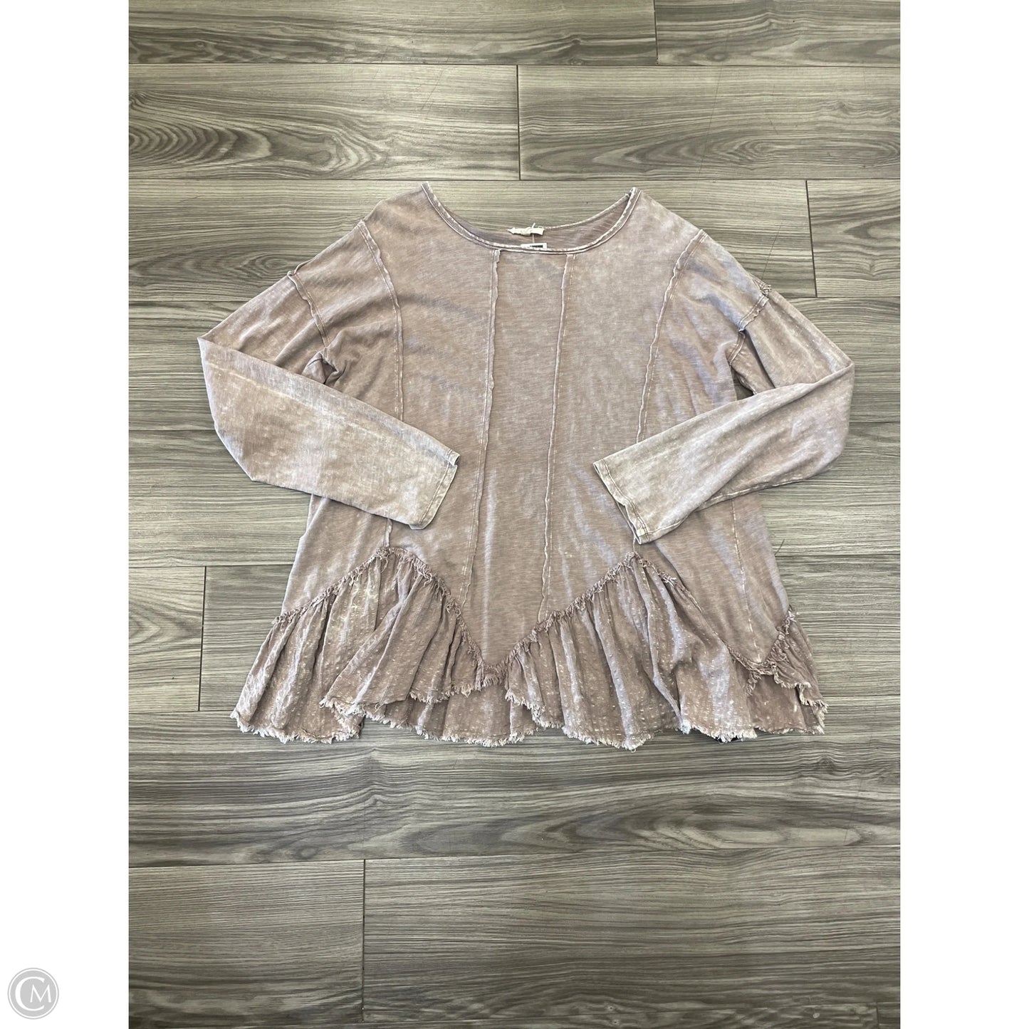 Top Long Sleeve Basic By Easel In Brown, Size: L