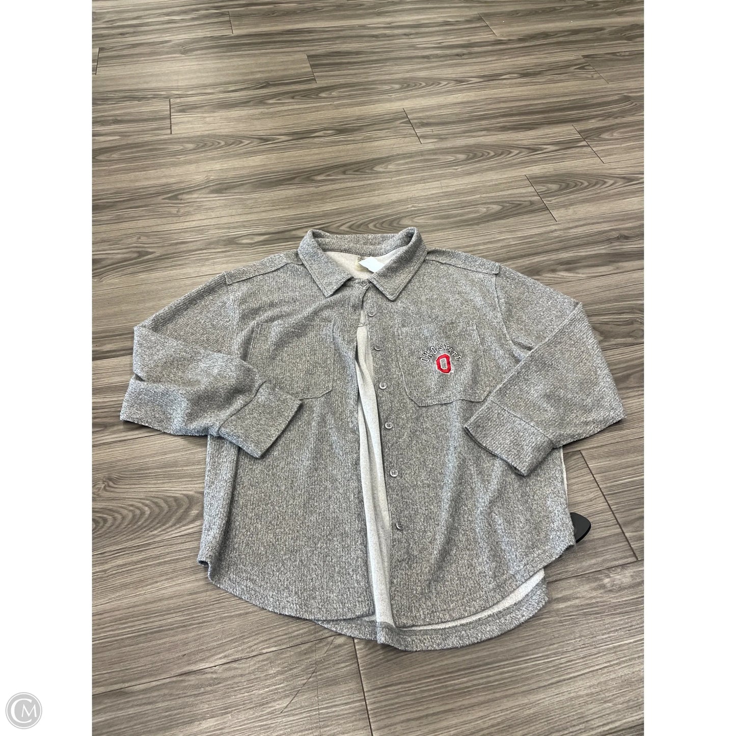 Jacket Shirt By Clothes Mentor In Grey, Size: Xl