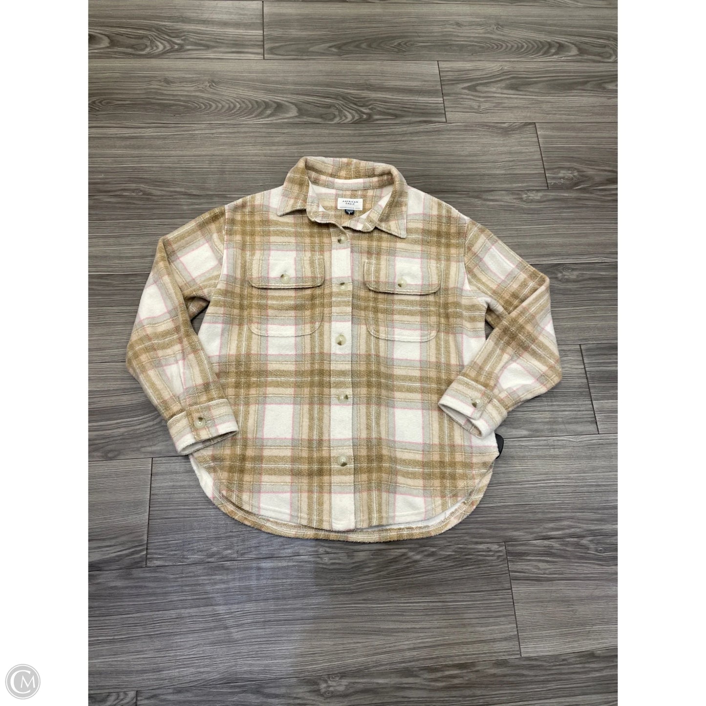 Jacket Shirt By American Eagle In Tan, Size: Xs