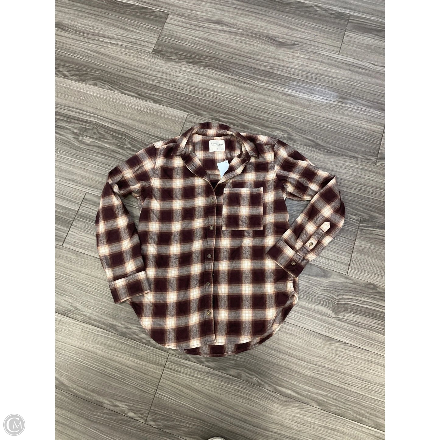 Top Long Sleeve Basic By Abercrombie And Fitch In Plaid Pattern, Size: Xs
