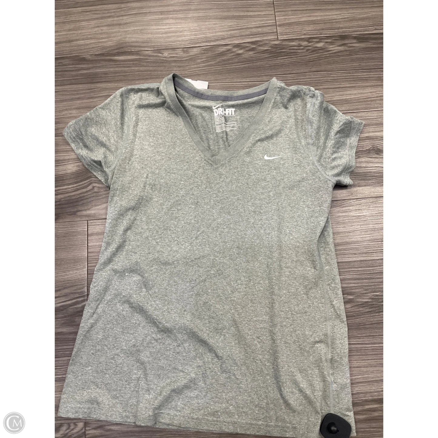 Athletic Top Short Sleeve By Nike In Grey, Size: L