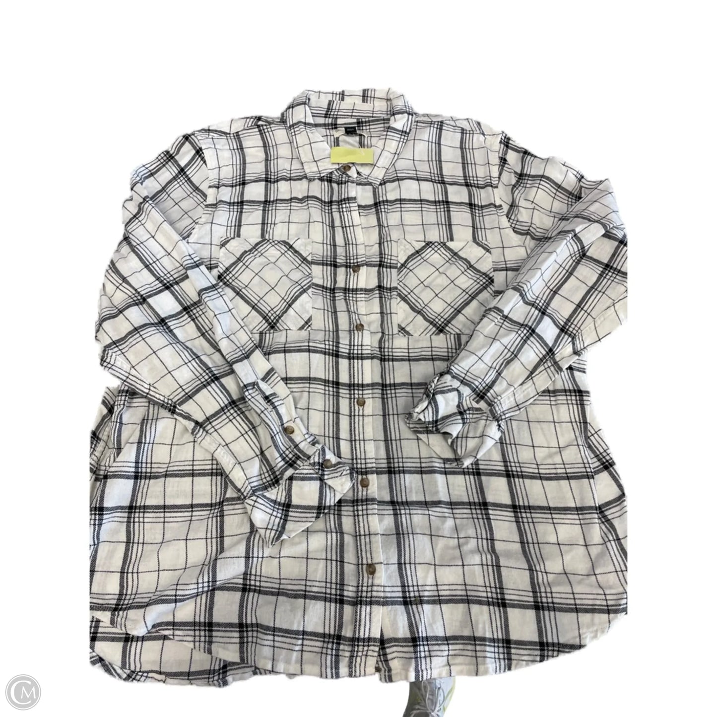 Top Long Sleeve By Universal Thread In Plaid Pattern, Size: Xxl