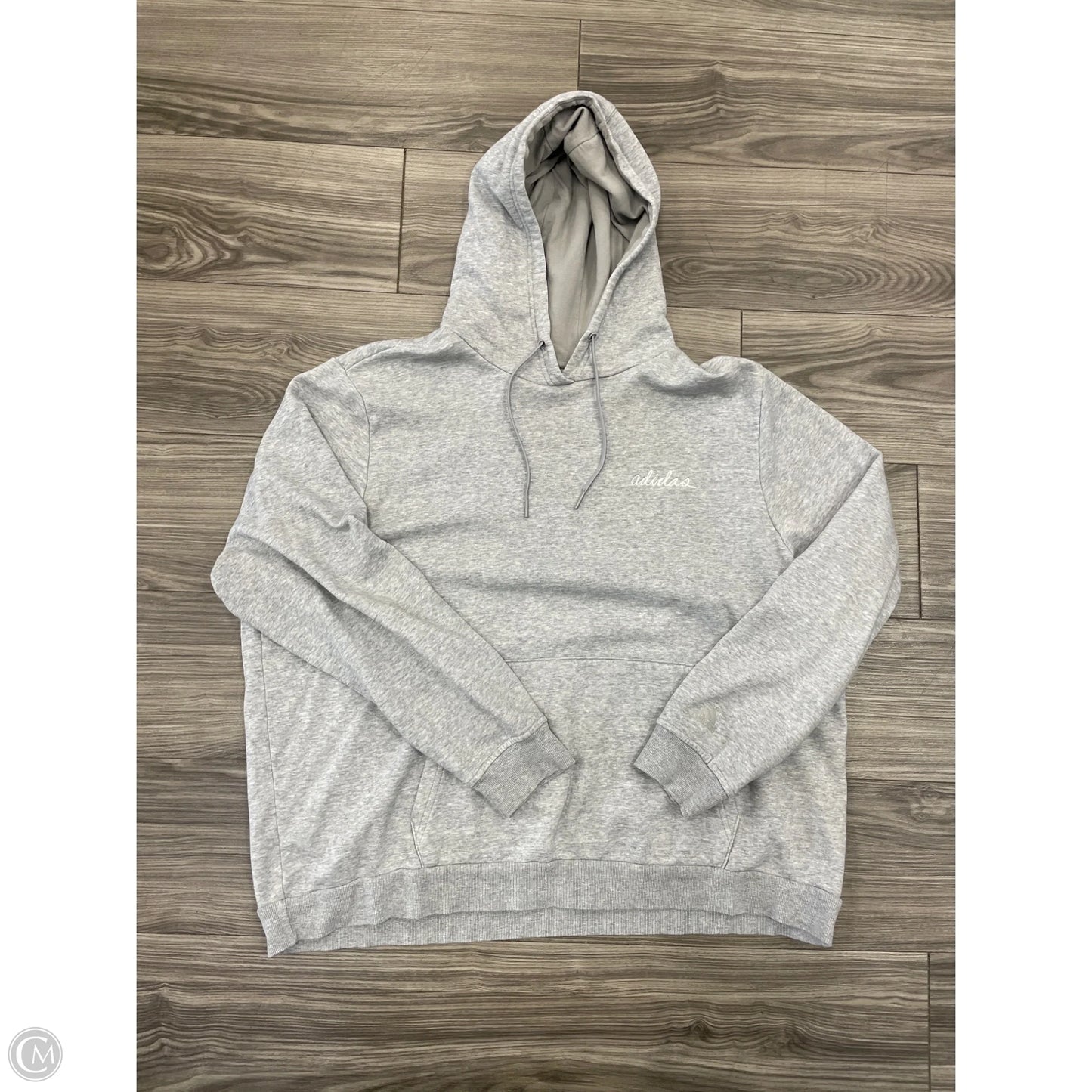 Athletic Sweatshirt Hoodie By Adidas In Grey, Size: M