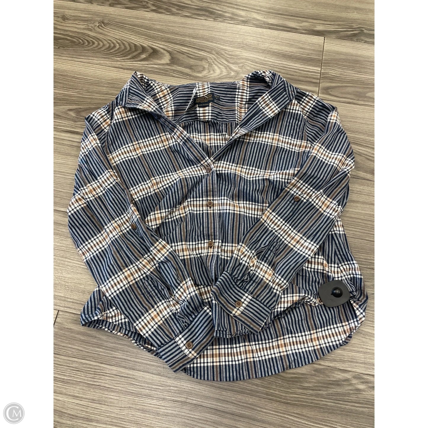 Top Long Sleeve By Pendleton In Plaid Pattern, Size: L