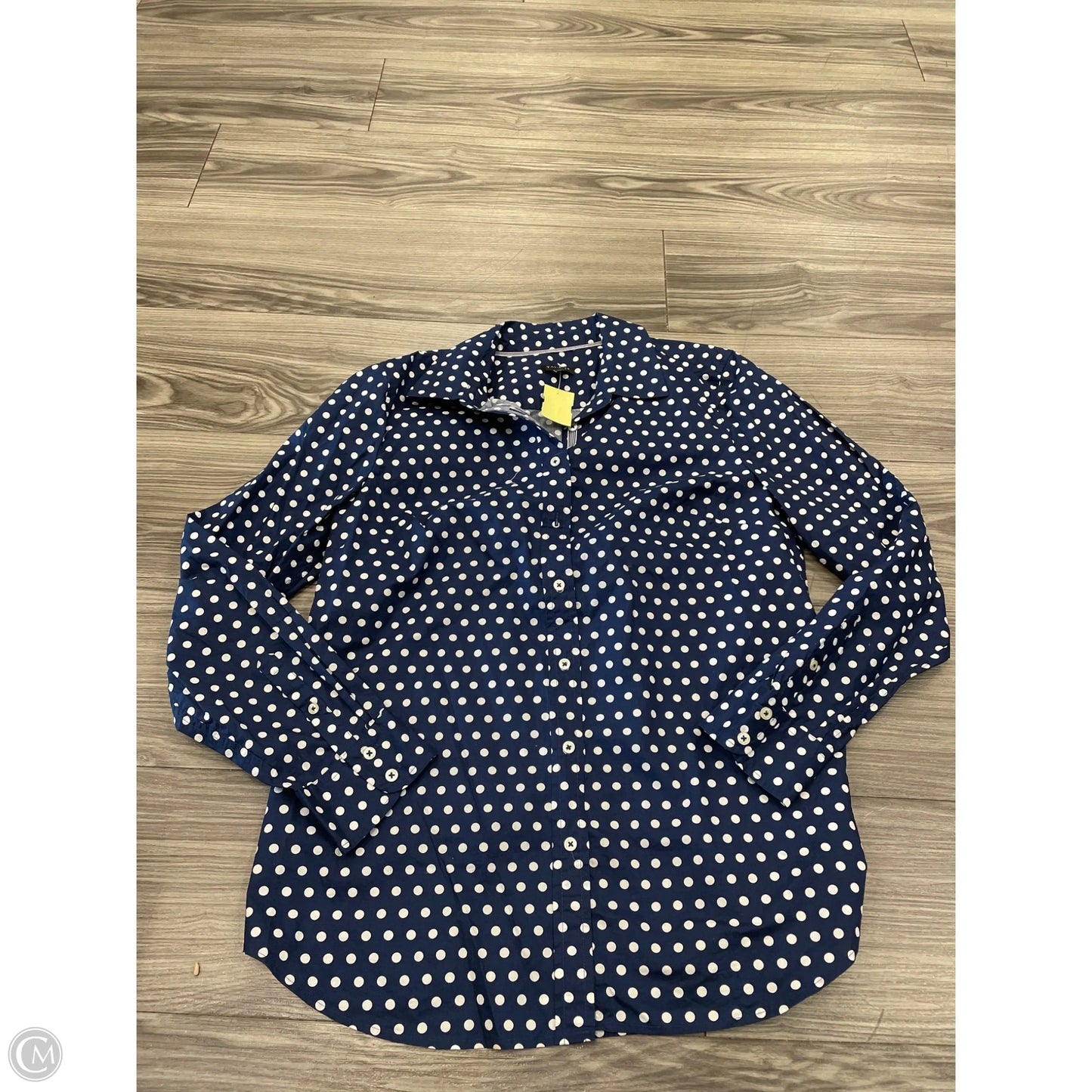 Top Long Sleeve By Talbots In Polkadot Pattern, Size: M
