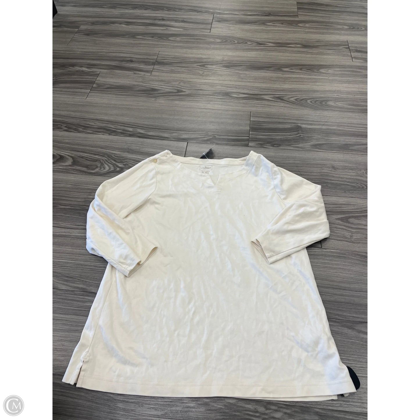Top Long Sleeve By L.l. Bean In Cream, Size: Xl