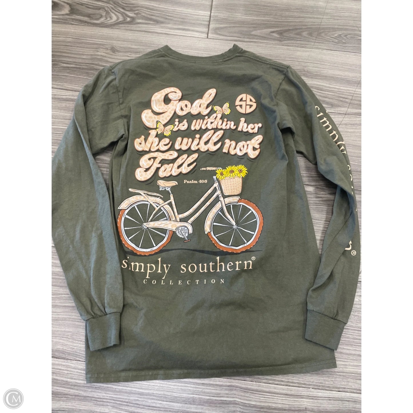 Top Long Sleeve By Simply Southern In Green, Size: S