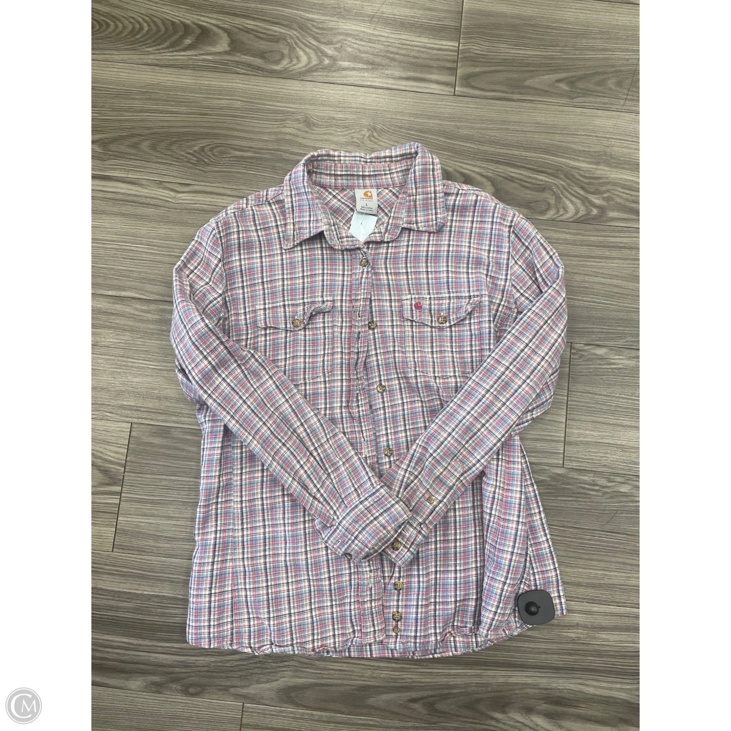 Top Long Sleeve By Carhartt In Plaid Pattern, Size: L