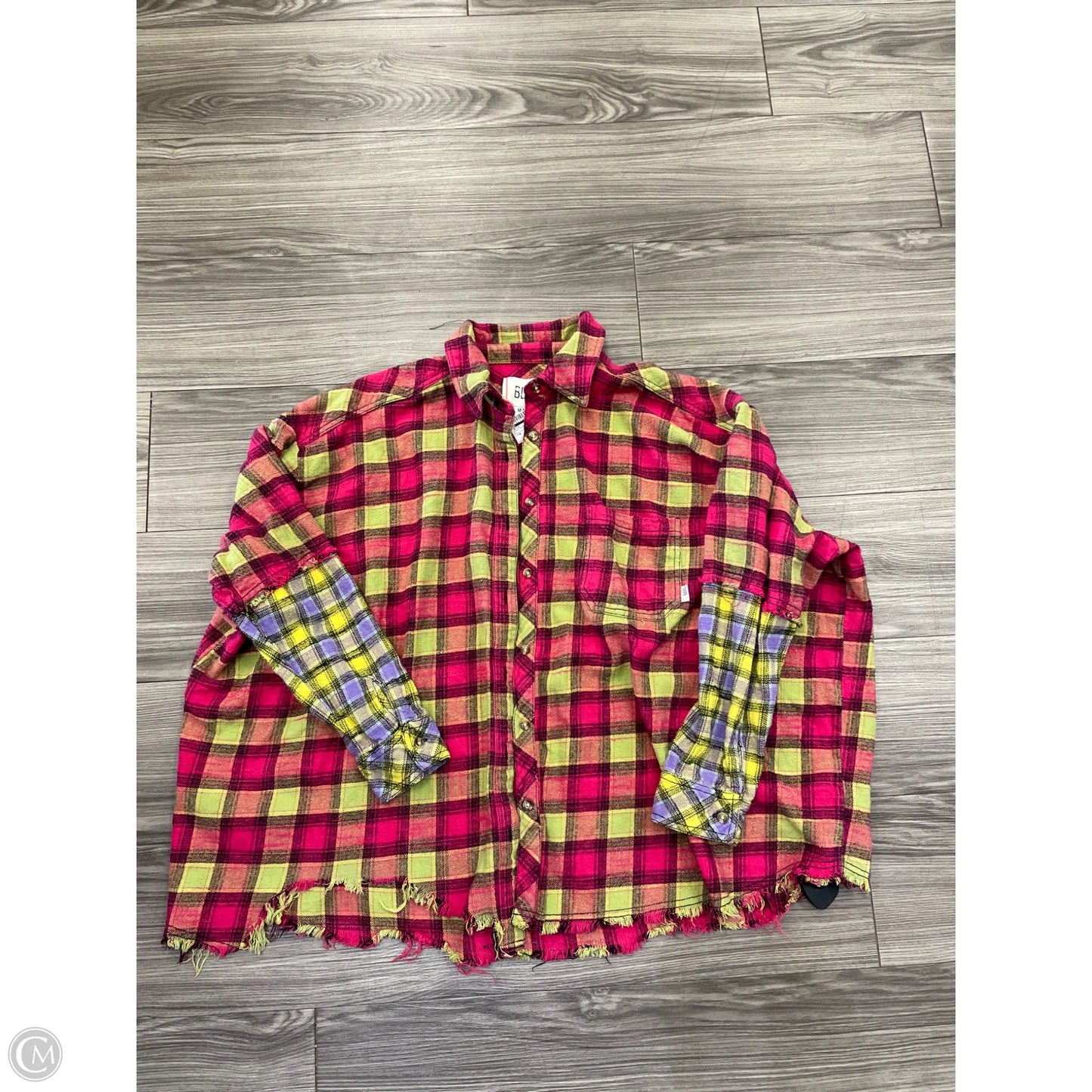 Top Long Sleeve By Bdg In Plaid Pattern, Size: M