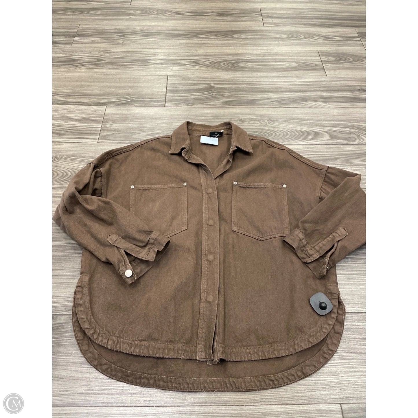 Jacket Denim By Miou Muse In Brown, Size: L