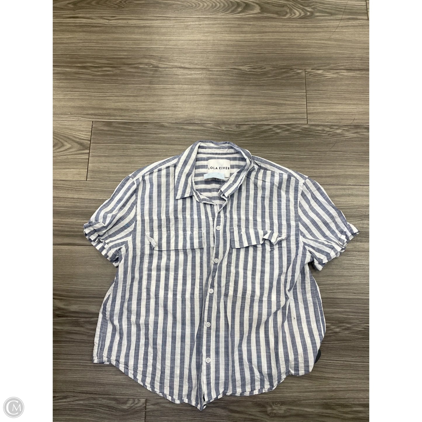Top Short Sleeve By Lola River In Striped Pattern, Size: Xl