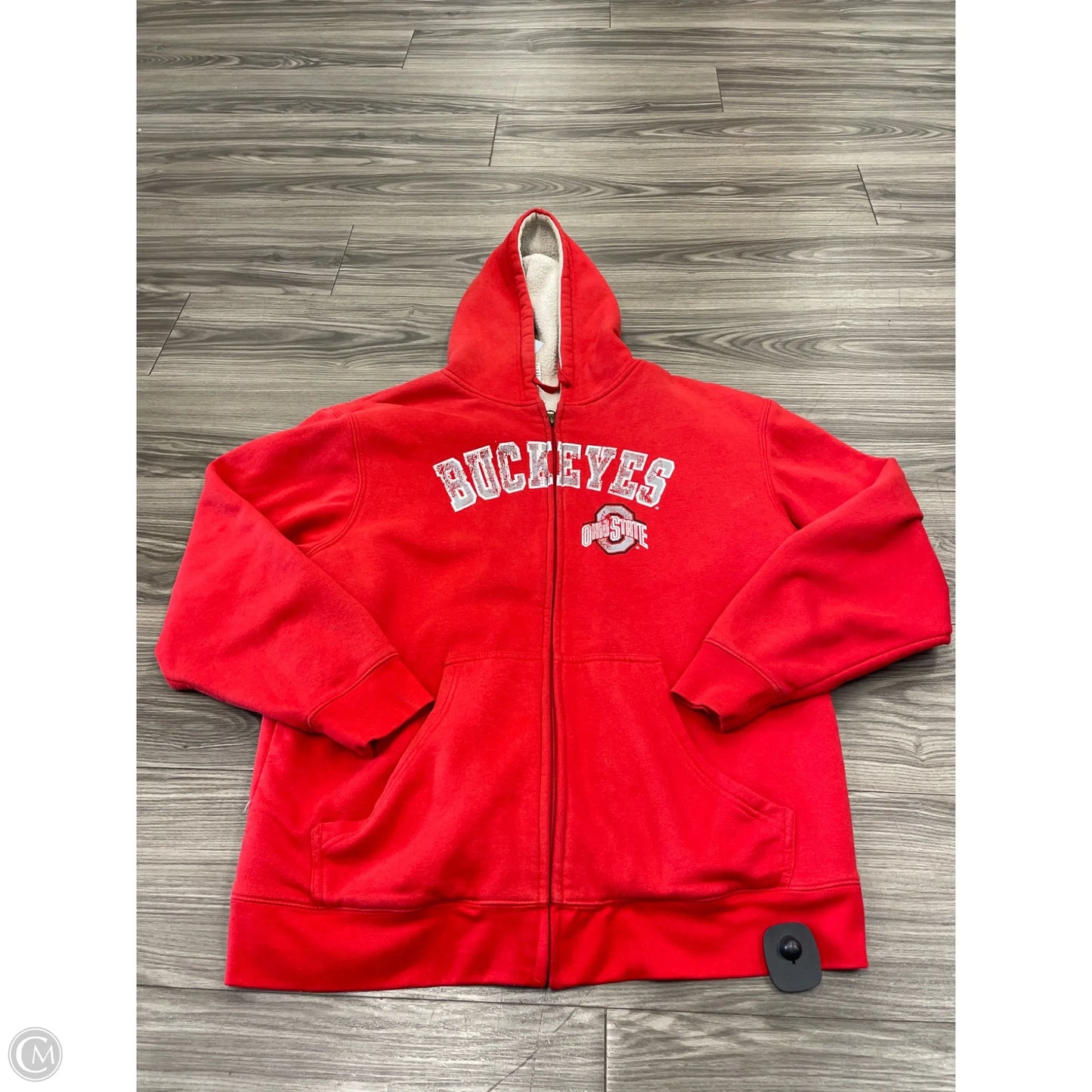 Jacket Fleece By Clothes Mentor In Red & White, Size: L
