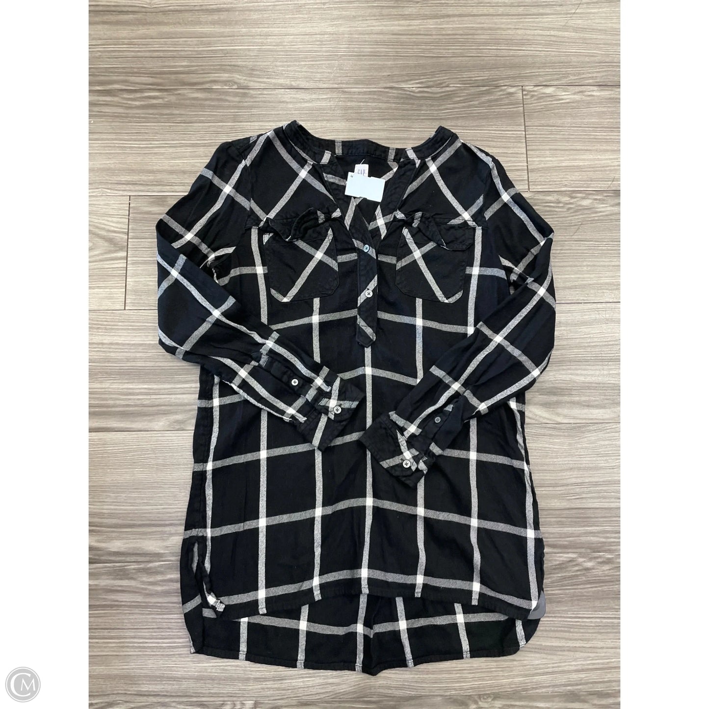 Top Long Sleeve By Gap In Plaid Pattern, Size: S