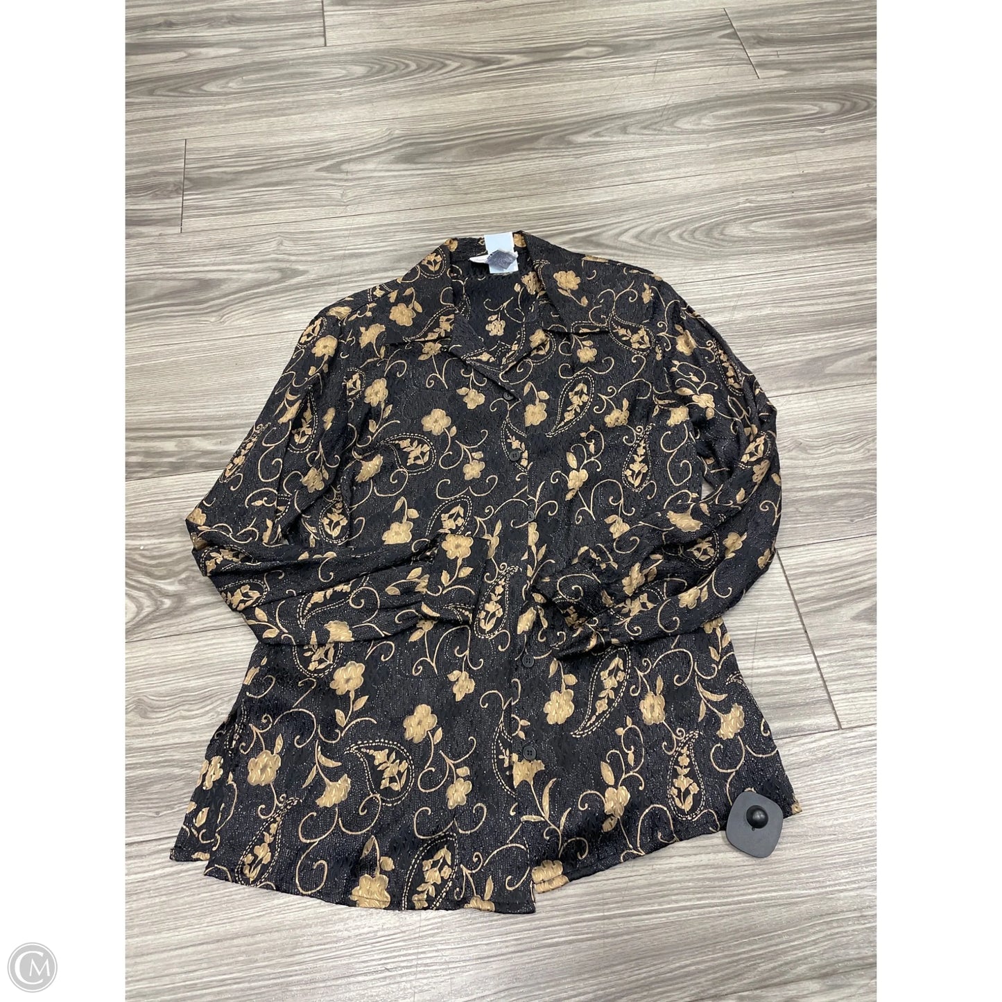 Top Long Sleeve By Anna And Frank In Black & Gold, Size: S