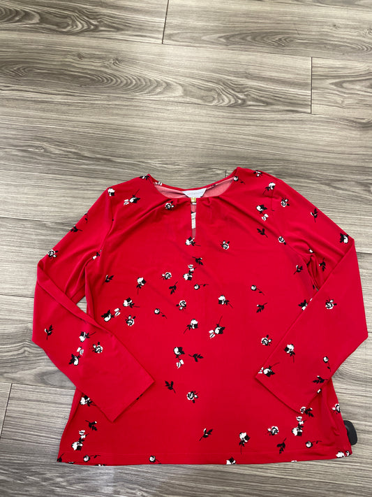 Blouse Long Sleeve By Liz Claiborne In Floral Print, Size: L