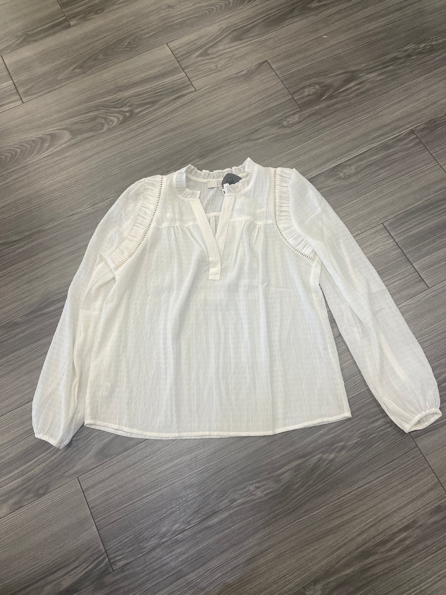 Blouse Long Sleeve By Loft In Cream, Size: S