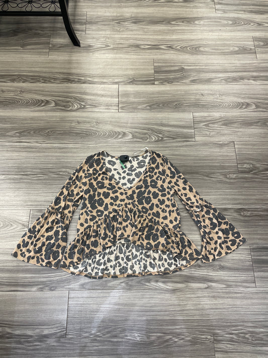 Blouse Long Sleeve By Altard State In Animal Print, Size: S