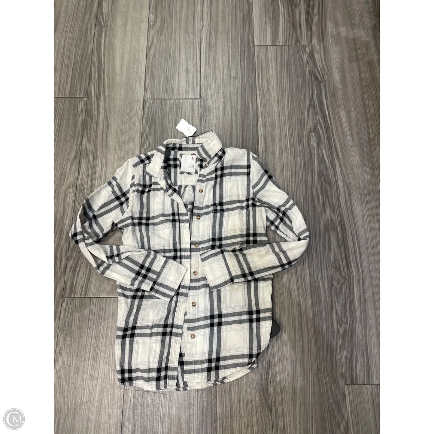 Top Long Sleeve By So In Plaid Pattern, Size: S