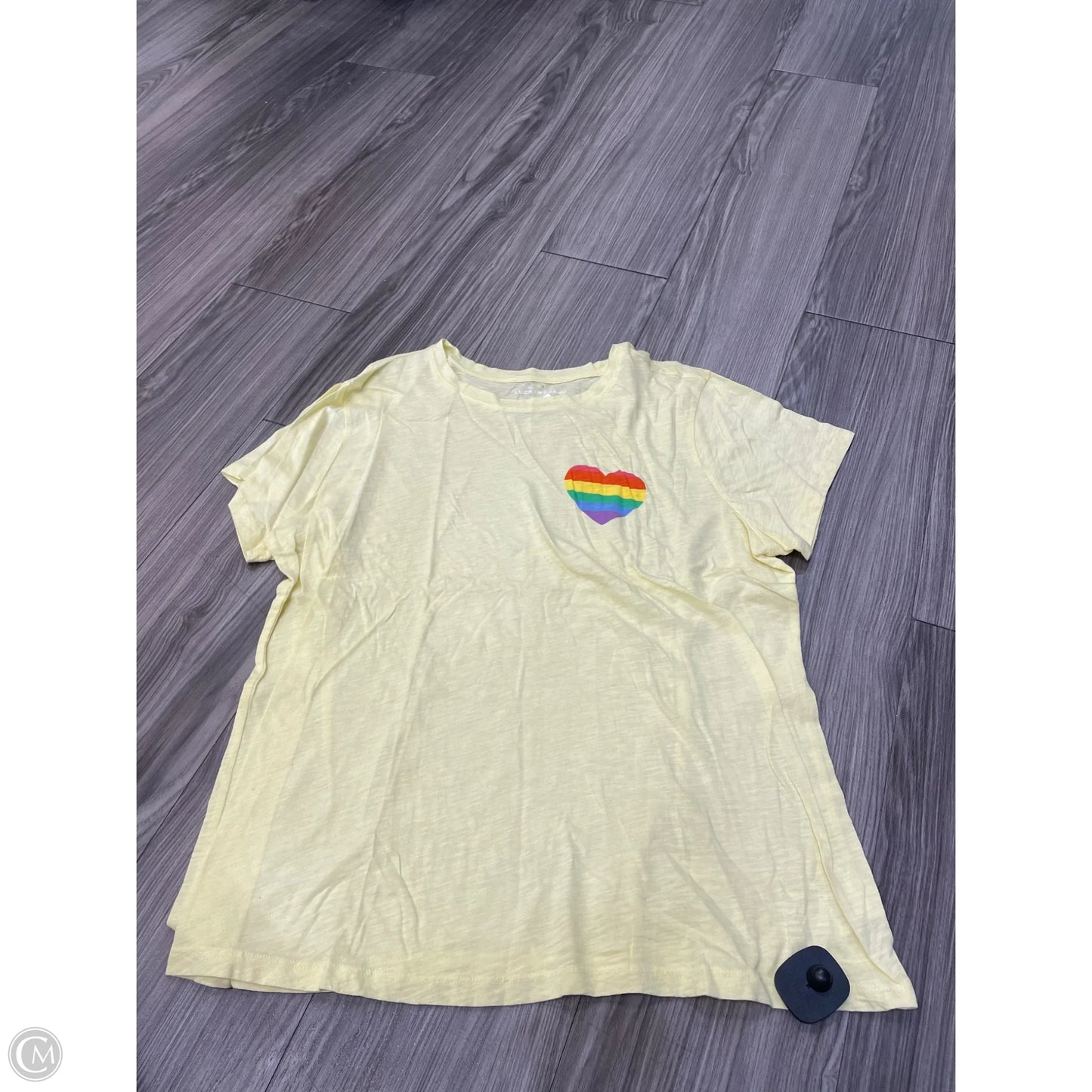 Top Short Sleeve By Lucky Brand In Yellow, Size: Xl