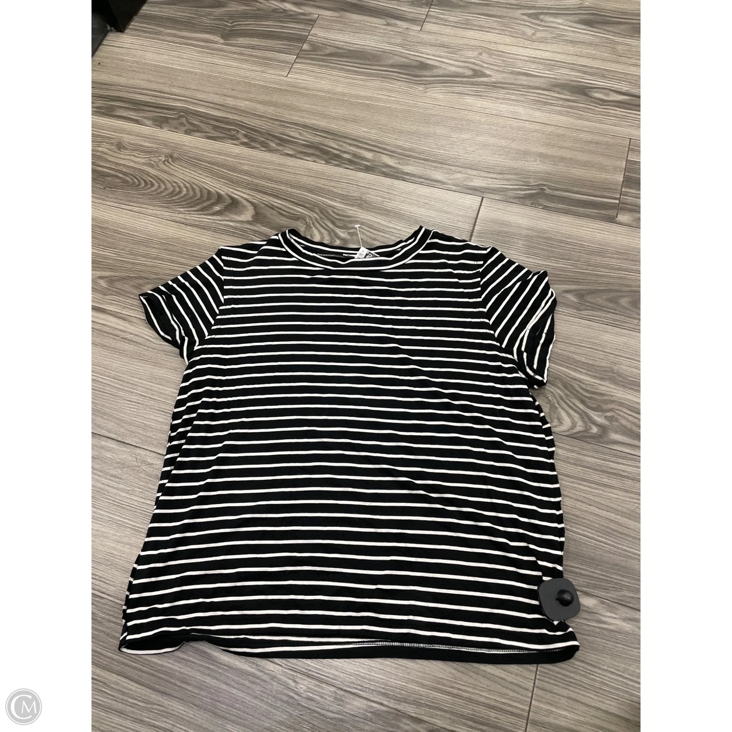 Top Short Sleeve Basic By Reborn J In Striped Pattern, Size: L