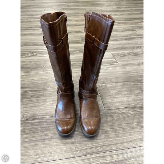 Boots Mid-calf Heels By Clothes Mentor In Brown, Size: 8