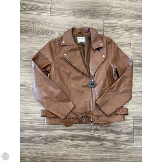 Jacket Moto Leather By Old Navy In Brown, Size: L