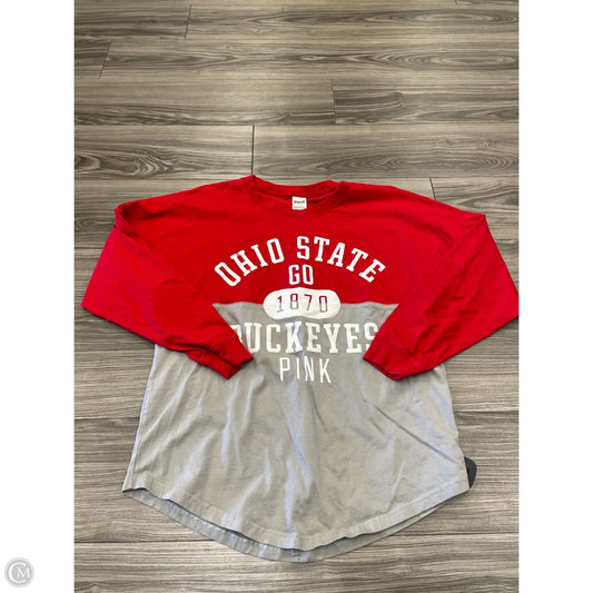 Top Long Sleeve By Pink In Grey & Red, Size: L